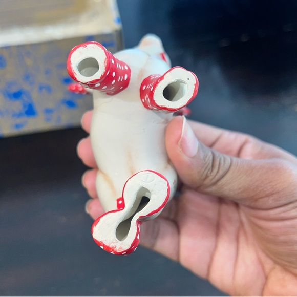 6 Vintage Ceramic Kimple Mold Hand Painted Quilted Bear/ Reindeer Figurines - Picture 8 of 13